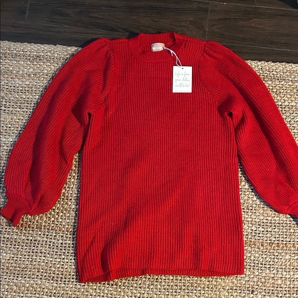 Show Me Your MuMu Vibrant Red Crewneck Sweater